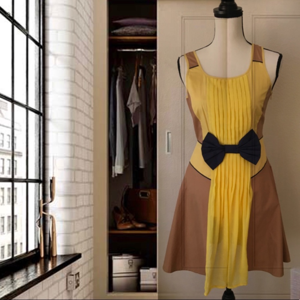Final Sale Ryu New Sleeveless Yellow/ Brown Dress